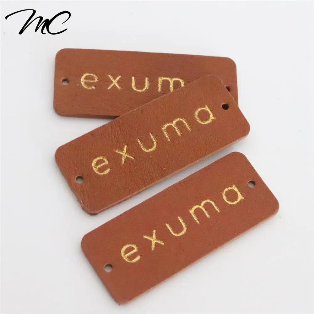 

Wholesale Custom Personalized Logo Brown Leather Patch Label With Sewing Holes For knitting Jacket Handbag, Customized