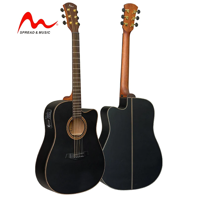 

Top quality acoustic guitar matte satin guitar with EQ SW-124TC1/BKM