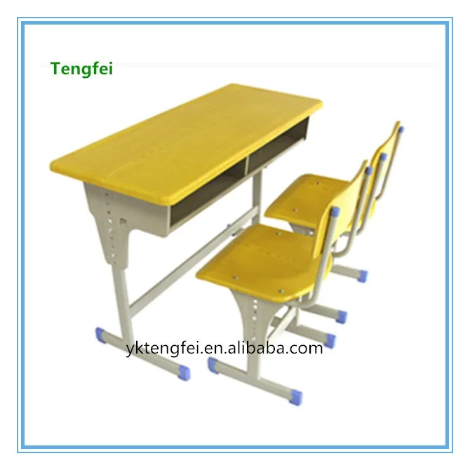 
Werzalit moulded board double student desk and chair for school furniture 