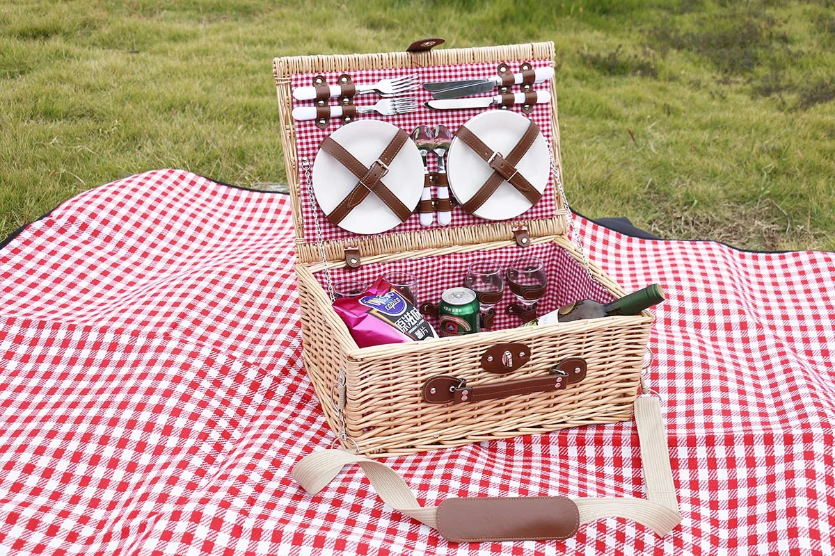 Sturdy Wicker Picnic Basket 4 Person Outdoor Wicker Picnic Lunch Buy
