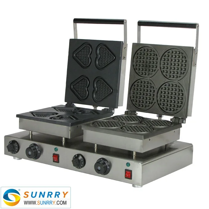 Industrial Custom Plate Waffle Maker For 4 Pcs Heart Shape And Round