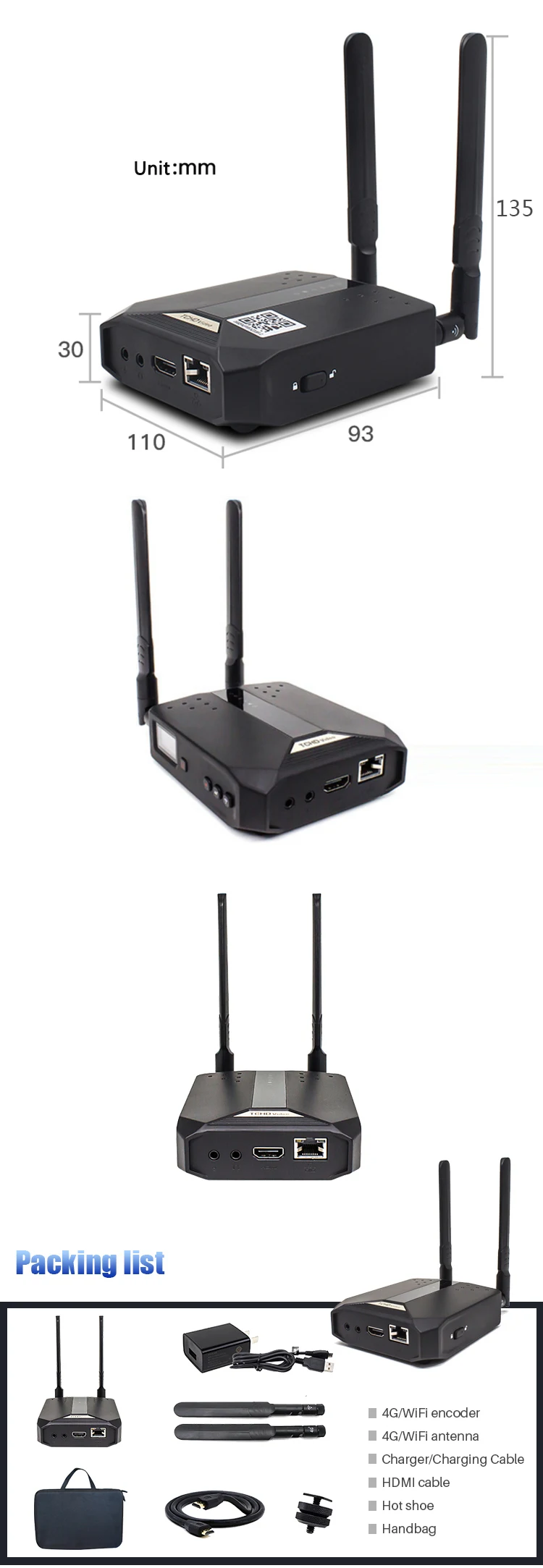 IP streaming SD card recording RTMP mobile drone dv video encoder