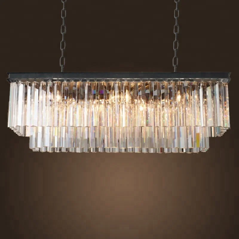 Indoor decorative crystal chandelier pendant light handmade square type pendant lamp industrial loft vintage lighting fixture