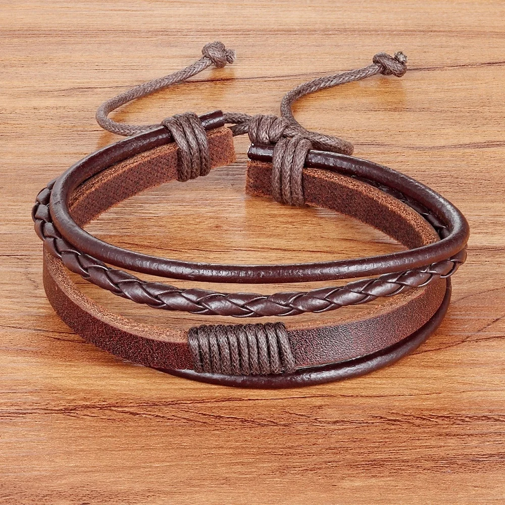 

New Fashion Charm Cheap Leather Bracelets Popular Handmade Bangle DIY Handmade Cross Men Adjustable Bracelets bangles, Black;coffee