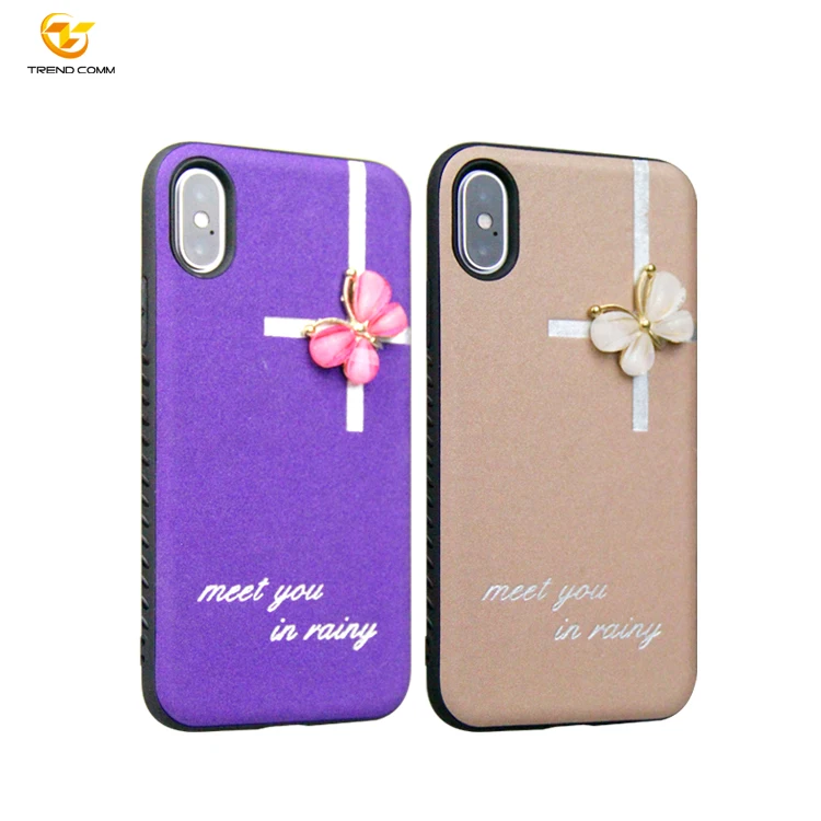 

New arrival sticker pu tpu phone case For Iphone X, Black, purple, red