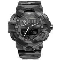 

SMAEL 8001 New Camouflage Military Watches Men Wrist Brand Sport LED Digital Clock Dual Movement Army Waterproof Wristwatch