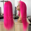 Stock 10"-26" Rose Red Colored glueless Lace Front Wigs silky straight 100% virgin human hair pre-plucked natural hairline