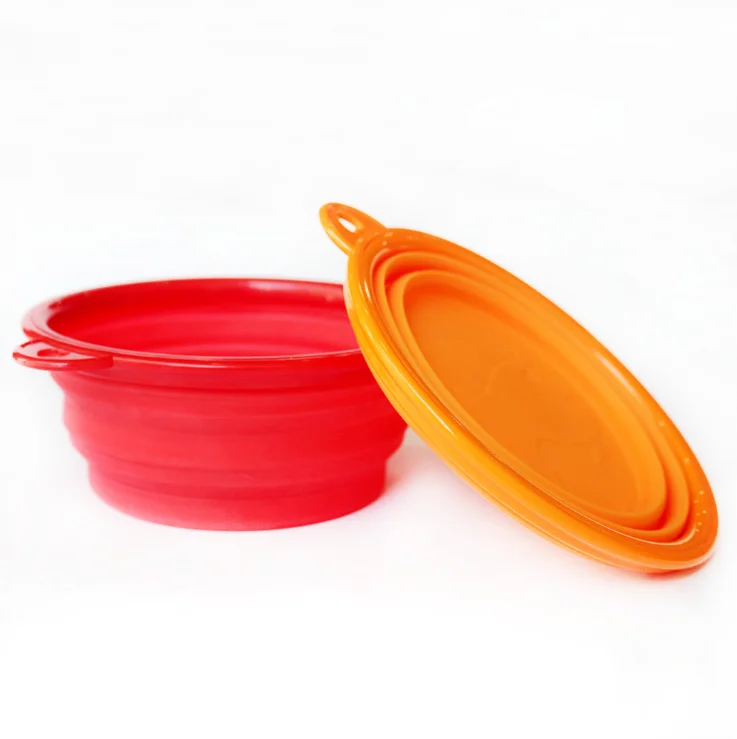 

Collapsible Silicone Dog Bowl Food Grade Silicone Foldable Pet Raised Dog/Cat Food Water Feeding Raised Tralve Camping bowl, Customized