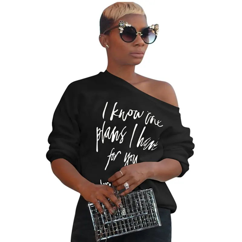 

Fashionable Sloping Shoulder Letters Printed T-shirt, N/a
