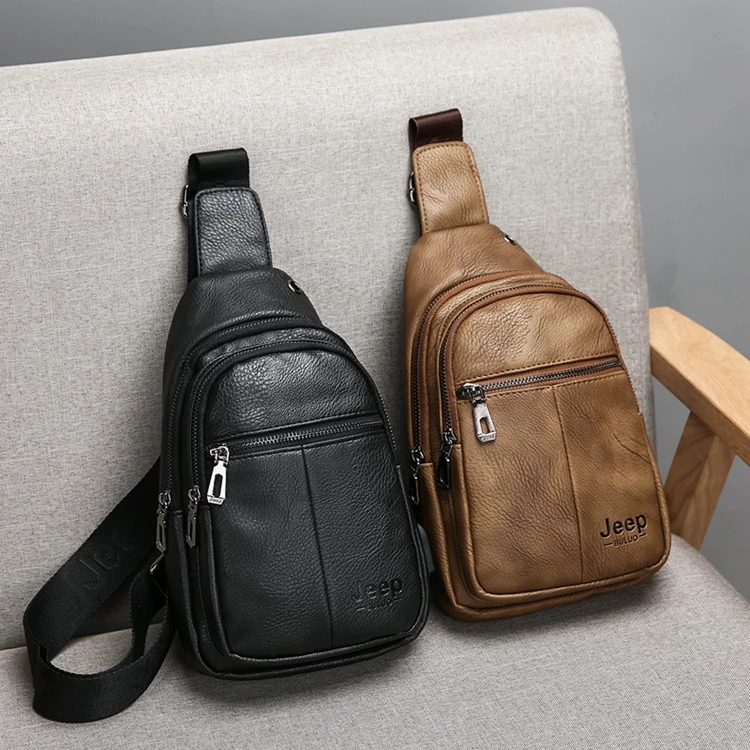 
bulk luxury PU leather chest backpack crossbody sling bag for men 