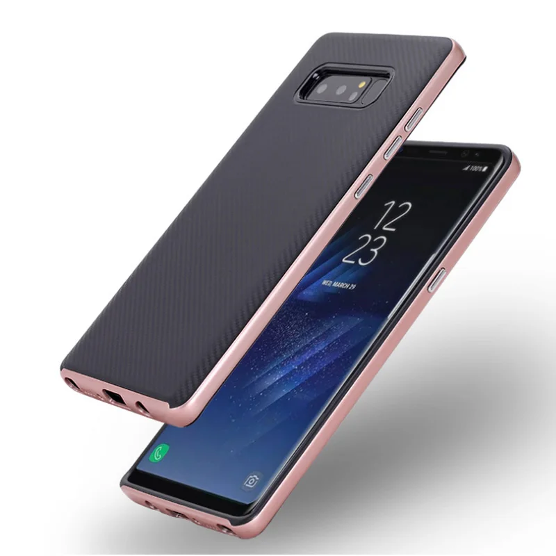 2in1 Ultra Electroplating frame PC + TPU Carbon fiber Case for Samsung Galaxy Note 8 Cover