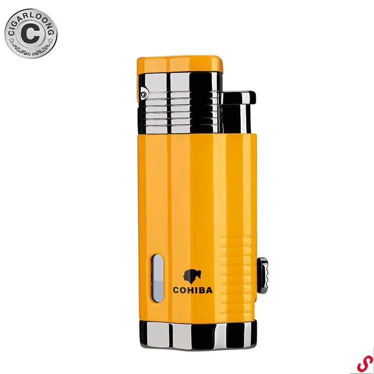 

Cohiba Metal Gas Butane 3 Torch Jet Flame Cigar Lighter With Punch Cigarette Windproof Lighters Gift Box CB-0803, N/a
