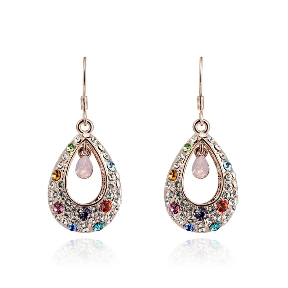 

Water Drop Earrings For Women Girl Rose Gold Color Fashion Jewelry For Party Anniversary Gift Wholesale E091