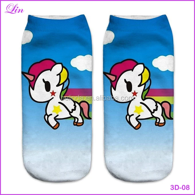 

Free Shipping by DHL/FEDEX/SF Lovely unicorn 3D Print Women Casual cartoon Socks