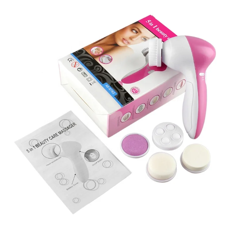 

Multifunction Facial Cleansing Brush, Skin Care Face Massager 5 in 1, Pink