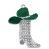 Husuru Custom Design Enamel Cowboys and Cowgirls Hat White Crystal Country Western Boots Charms and Pendants DIY Jewelry Makings
