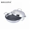 Commercial Double Handle Tri-ply Stainless Steel Cooking Wok Pan
