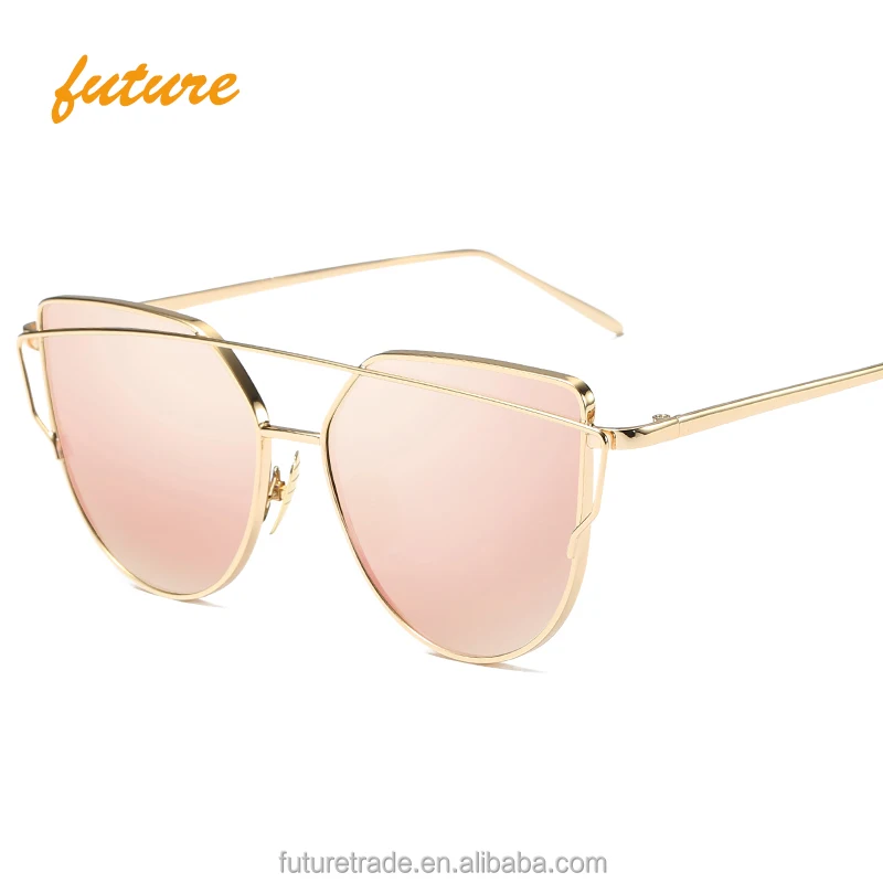 

Fashion Mirror Pink Ventage Rose Gold Unique Flat Cateye Sunglasses 2019Oculos De Sol Women Sun glasses UV400, Grey sliver brown purple colors