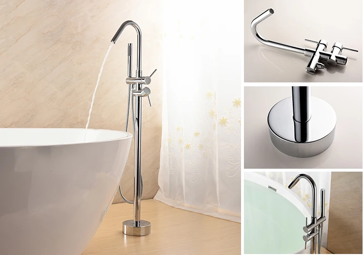 UPC Brass Side Floor Mounted Tub Tap Mixer Filler Sa Bathtub Free Standing Faucet