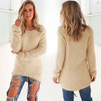 

2017 Autumn Winter Women's O-Neck Sweater Female Hedging Loose Pullover Casual Solid knitted sweater women