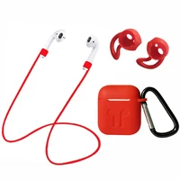 

4x1 Silicone Case Cover Kit for Airpods: Charging Case Skin, Anti Lost Strap, Hook, Earphone Earbuds Earhook Cover for Airpod