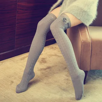 childrens grey knee high socks with bow