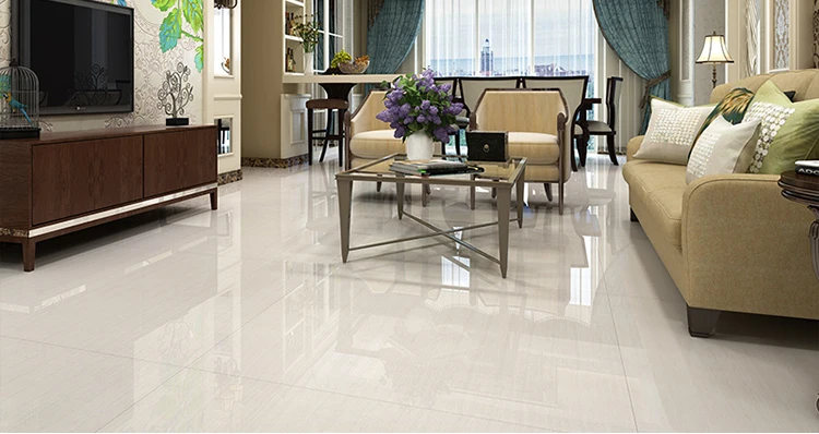 Interior porcelain nano polished white floor tile 60*60 line stone look high gloss ceramic vitrified tiles
