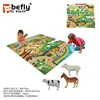 Farm animal pattern children play mat with plastic toy cow sheep horse