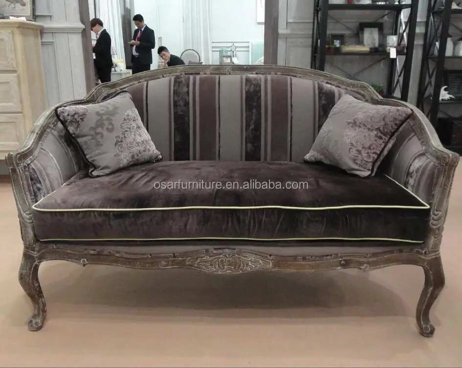 Two Seater Reclaimed Wood Antique Dark Brown Velvet Upholstered Antique Dark Brown Velvet Upholstered