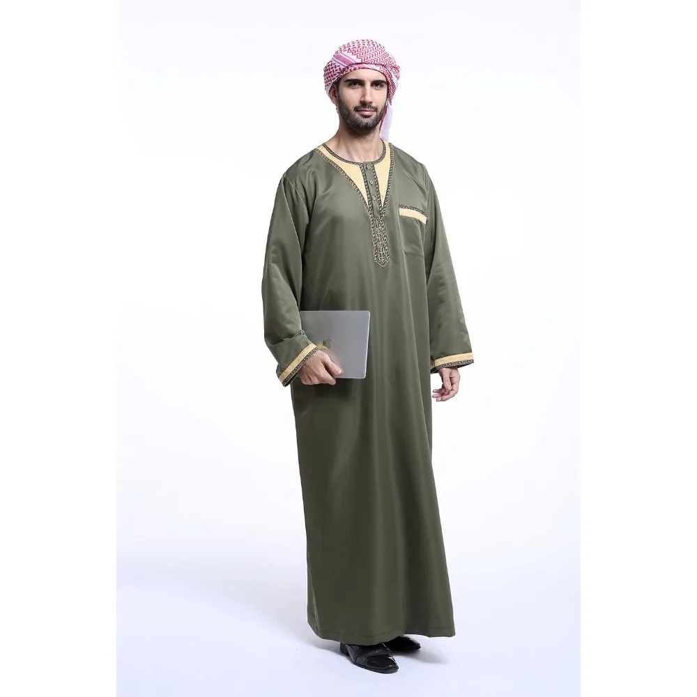 

polyester woven long sleeves joint color man muslim abaya