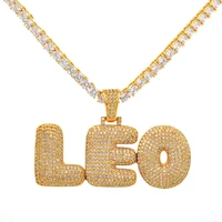 

DY HipHop Bling CZ zircon Icedout mens jewelry Custom Name Bubble Letters Necklaces