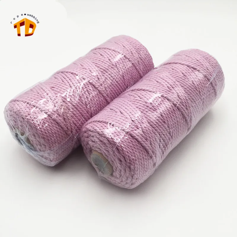 

Factory Wholesale  3-strands Twisted Cotton Rope Macrame Rope, Custom color