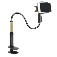 

Goose Neck Black Aluminum Alloy Flexible Long Arm Cell Phone Desk Holder Clamp Lazy Bed Mount Bracket For Samsung S7