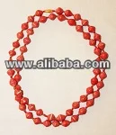 LONG RED PAPER BEADED NECKLACES - KENYA
