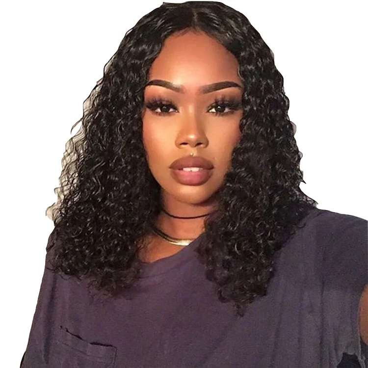 High quality 12 inch short curly natural brazilian human hair elastic band glueless full lace front wig for black women High quality 12 inch short curly natural brazilian human hair elastic band glueless full lace front wig for black women
