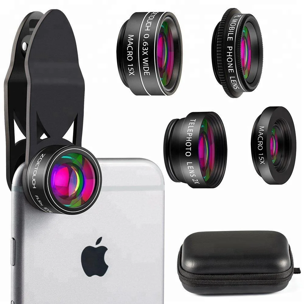 

Universal Cell Phone Camera 5 in 1 Lenses Kit Wide Angle Fisheye Telephoto Lens for latest 5g mobile phone, N/a