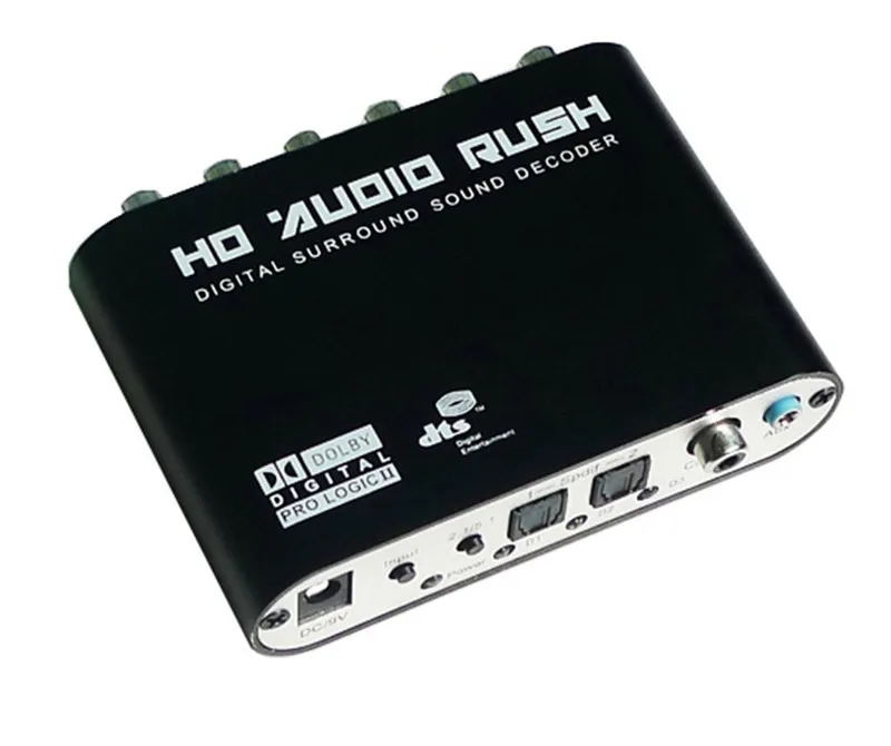 

5.1 Audio Rush Digital Sound Decoder Converter Optical SPDIF Coaxial R/L Audio to 5.1CH Analog Audio 6RCA Output, Black