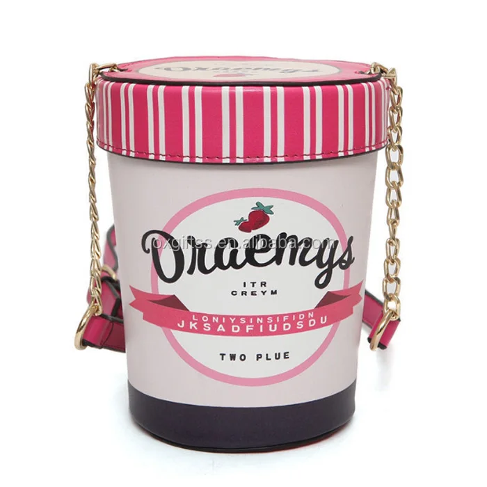 

OXGIFT Wholesale chain shoulder pu korean mini Ice cream round bucket bag women