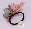 Women Hair Styling Tool Satin Ribbon Bow and fabric flower Hair Band Rope Scrunchie Ponytail Holder Hot Headwear pearl Hair Band