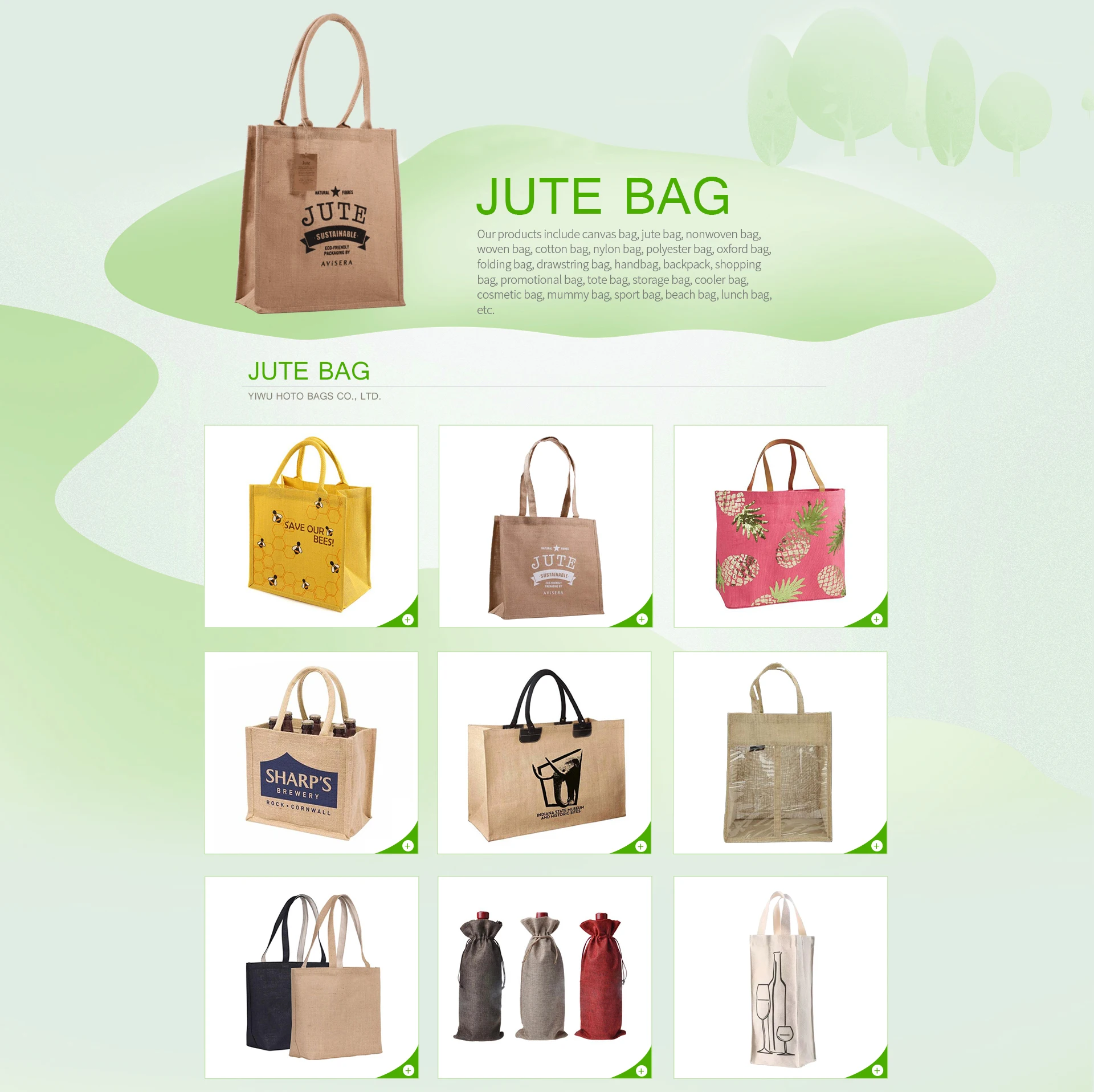 Yiwu Hongtuo Bags Co., Ltd. Canvas Bag, Jute Bag