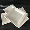 wholesale 100% compostable disposable tableware pure bagasse dinner plate sugarcane biodegradable rectangular plate for dessert