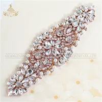 

2018 Hot sale Rhinestone crystal applique rose gold for wedding belt and dress