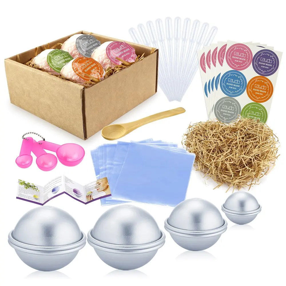 Caydo 15 Set Large Size DIY ABS Plastic Bath Bomb Mold 30 Pieces for Crafting Your Own Fizzles Clear Plastic Ball Ornaments for Christmas and Party Decorations