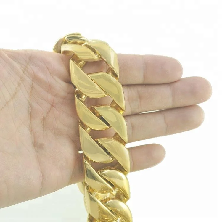 Original! 18K Gold Super Luxury Dog Collar Chain Big Dog Chain Strong Chain 32mm PET Accessories Pitbull Collar