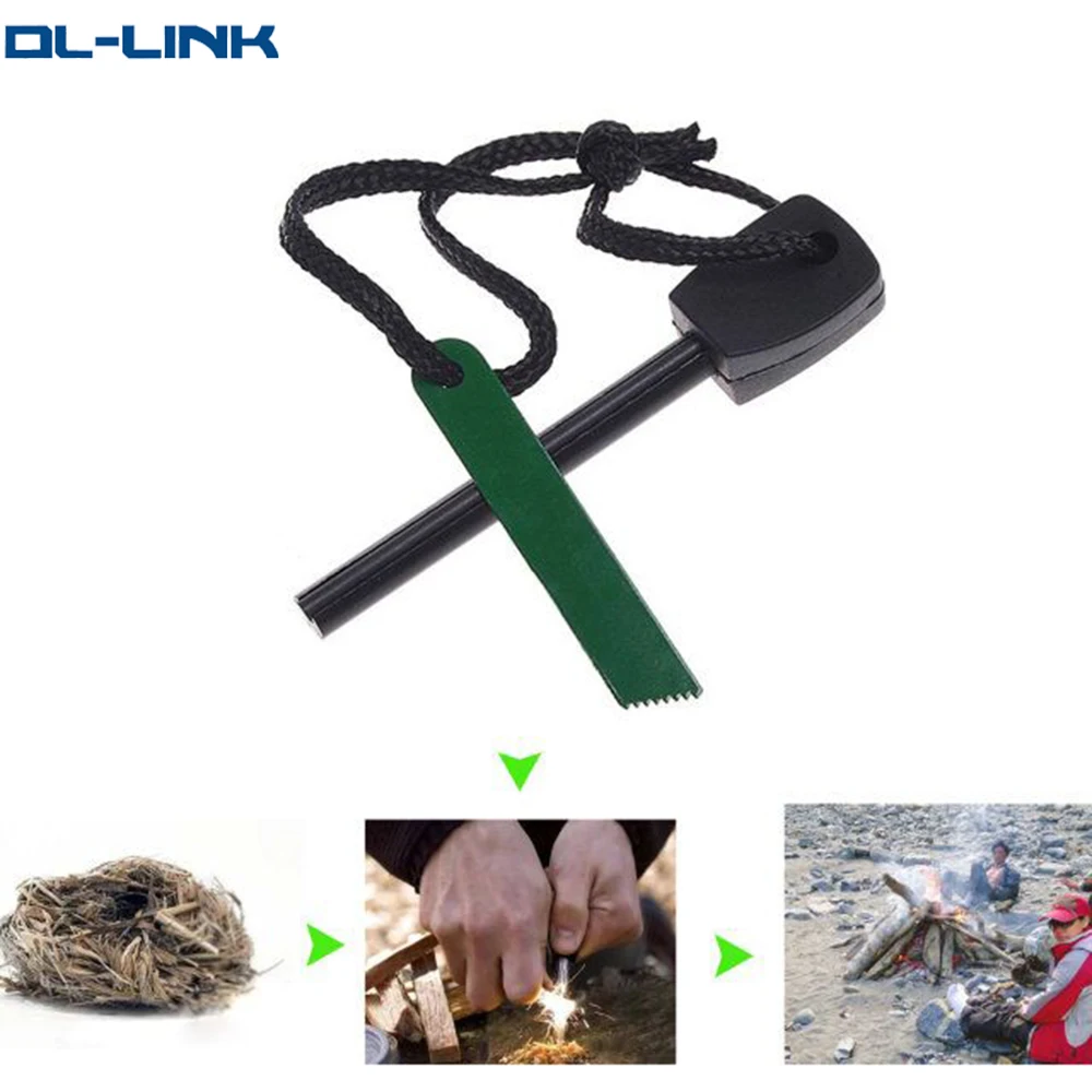 

WCSDD0002 Magnesium Flint Rod Fire Starter Striker Stone Lighter Emergency Survival, Black