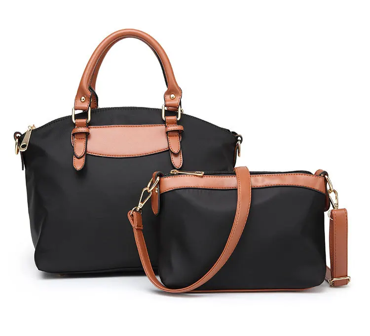 

Women Waterproof Nylon Oxford and PU Leather Big Capacity Tote & Shoulder Messager Bag 2pc Set, Customizable,women handbag set