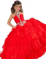 

OEM princess little girls dresses red kids ball gown long pageant dresses girls prom dress kids evening gown