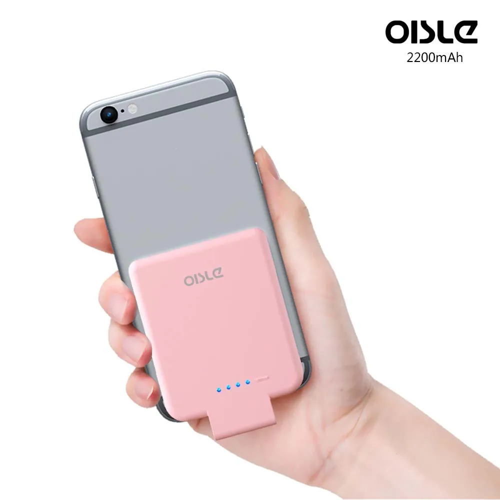 

OISLE 2200mAh Ultra Compact Battery Case High-Speed Charging Technology Power Bank for iPhone 6 7, Black;white;pink;red;blue;green