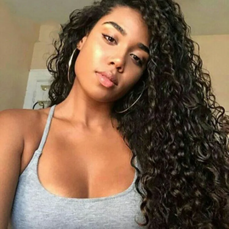 

Remy Glueless Kinky Curly Natural Color 100% Human Hair Full Lace Wig With Baby Hair, Natural color lace wig