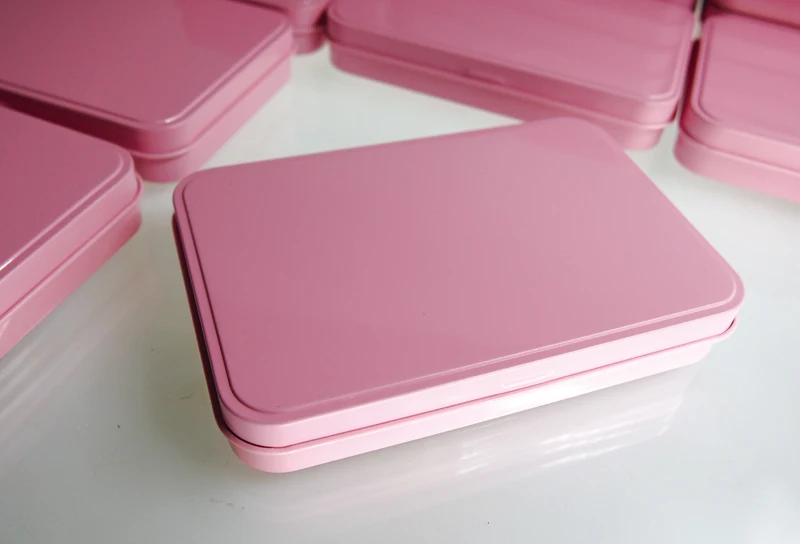 
pink metal case cosmetic packing box promotional gift tin box water color box eye shadow metal case 